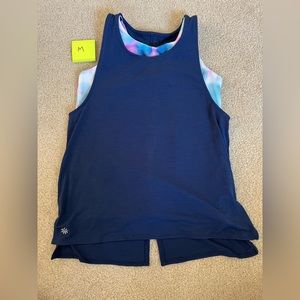 Athleta girl tank size medium blue white